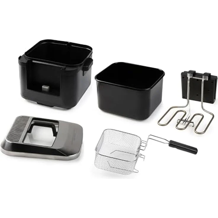 DOMO DO545FR Fritteuse mit Kaltzone, 4 L, 2000 W, Sichtfenster und Edelstahldeckel, schwarz – Bild 4