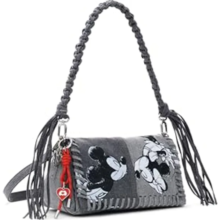 Desigual Mickey Schultertasche 26 cm, grau, aus 100% Polyester, 26 cm x 11.5 cm x 13 cm