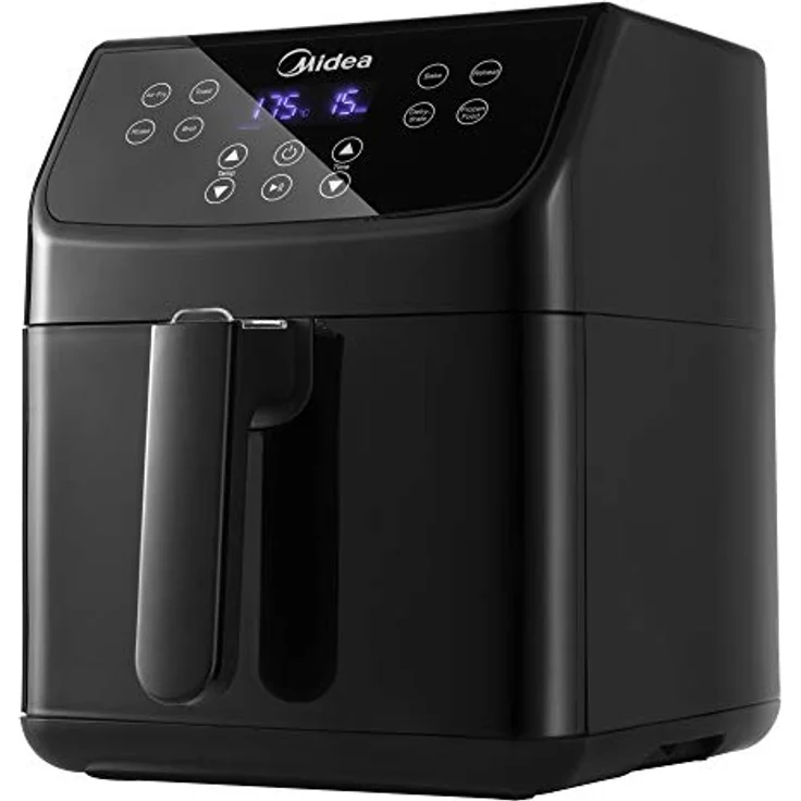 Midea MF-CN55A2 Heißluftfritteuse 5,5 L XXL Friteuse airfryer,Digitalem Display, 8 verschiedene Programmen, freie Temperaturwahl von 30 bis 200℃, 1700W, Schwarz – Bild 1