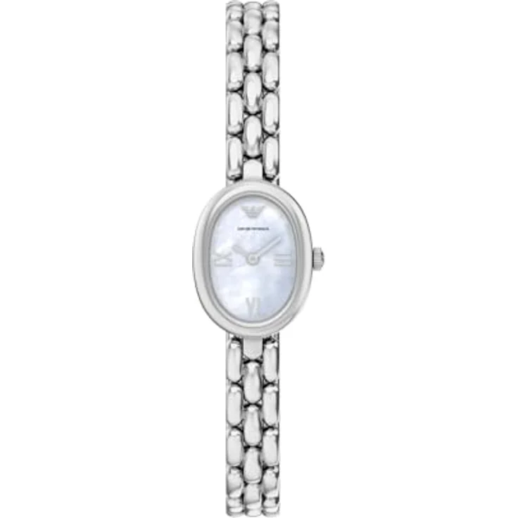 Emporio Armani Quarzuhr AR11720, Damenuhr mit weißem Perlmuttzifferblatt, römischen Ziffern und Edelstahlarmband, analog – Bild 1