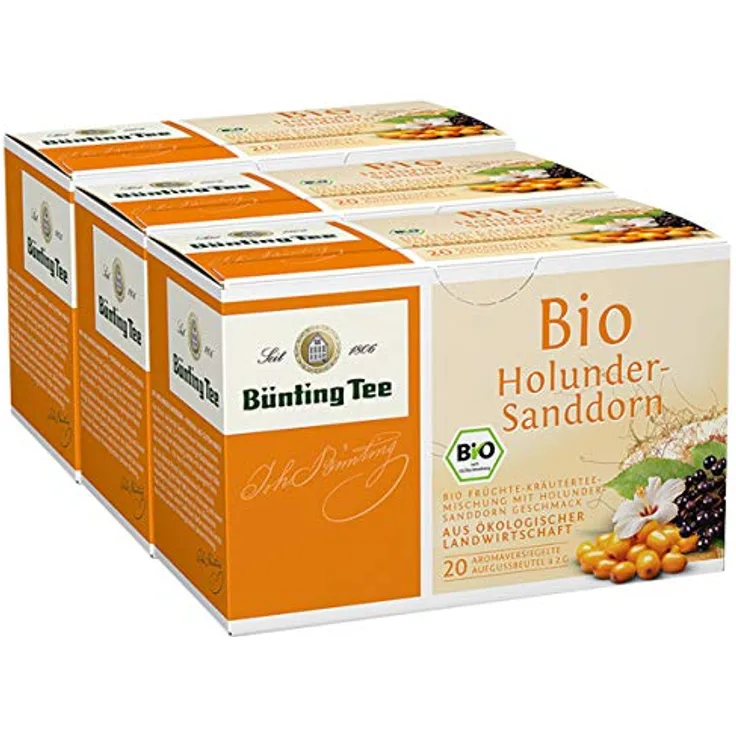 Bünting Tee Bio Holunder-Sanddorn, 20 Tassenbeutel