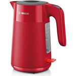 Bosch kabelloser Wasserkocher My Moment TWK2M164, Abschaltautomatik, Überhitzungsschutz, Tassenanzeige, entnehmbarer Kalkfilter, Trockengehschutz, Dampfstopp-Automatik, 1,7 L, 2400 W, Rot matt