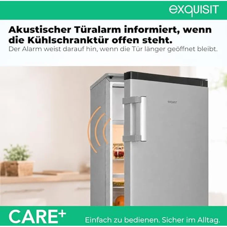 Exquisit KS16-4-HEA-090E Care inoxlook, Kühlschrank mit 4-Gefrierfach 121 l, Super-Kühl-Modus, elektronische Temperaturregelung, 54,5 cm breit – Bild 4