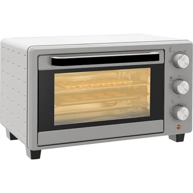 HOMCOM Minibackofen 21L 1400W 60 Min. Timer, Temperaturregelung 100 °C-230 °C, Inklusive Backblech und Drahtgestell, Edelstahl in Silber – Bild 1