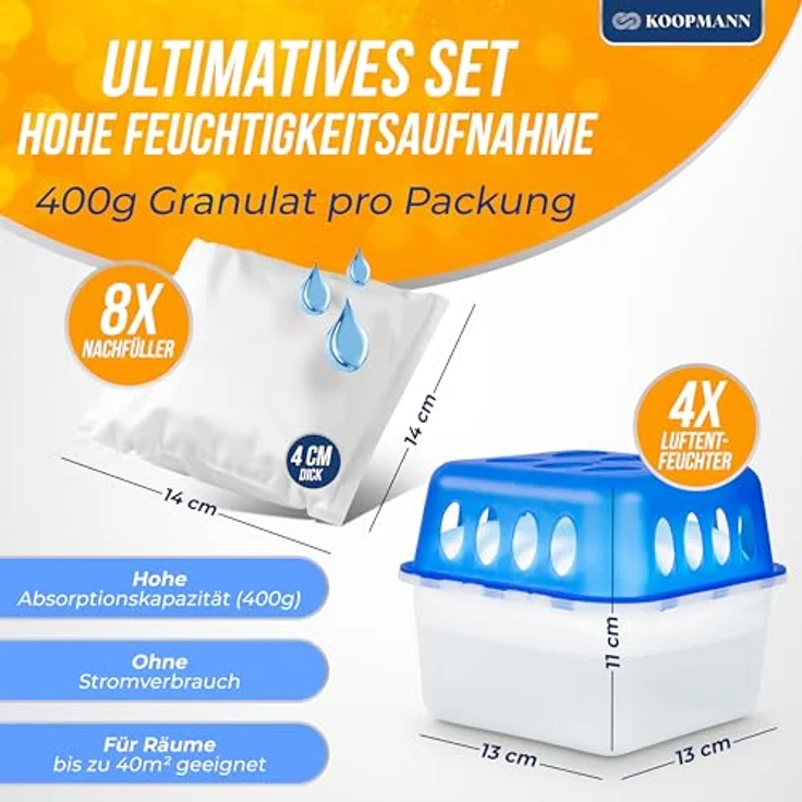 BigDean Luftbefeuchter 4x Ultra Fresh Luftentfeuchter Raumentfeuchter mit Nachfüll?Granulat – Bild 2