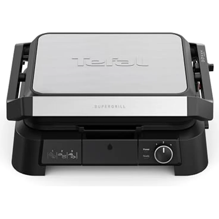 Tefal SuperGrill 3in1 Kontaktgrill, BBQ-Funktion, Ofenposition mit 3 Höhen, 600 cm² Grillfläche, regelbarer Thermostat, 3 Temperaturstufen, 2000 Watt, Schwarz/Silber – Bild 2