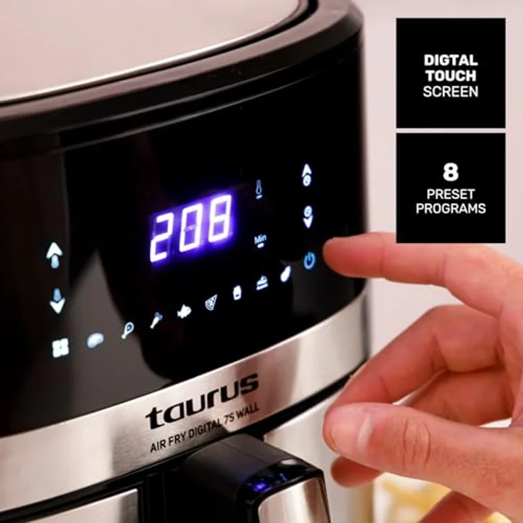 "Taurus Fritteuse Airfryer Heißluftfritteuse Taurus AIR FRY DIG 7SW, digitales Display, schwarz" – Bild 4
