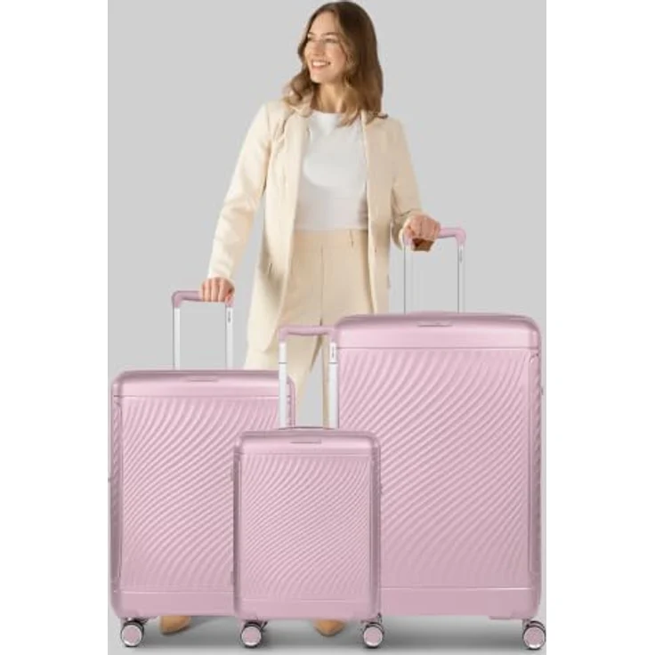 Picard Vienna 4 Rollen Kofferset, 3-teilig mit Dehnfalte, 100% Polypropylen, rosa, 50 cm x 29 cm x 74 cm – Bild 8