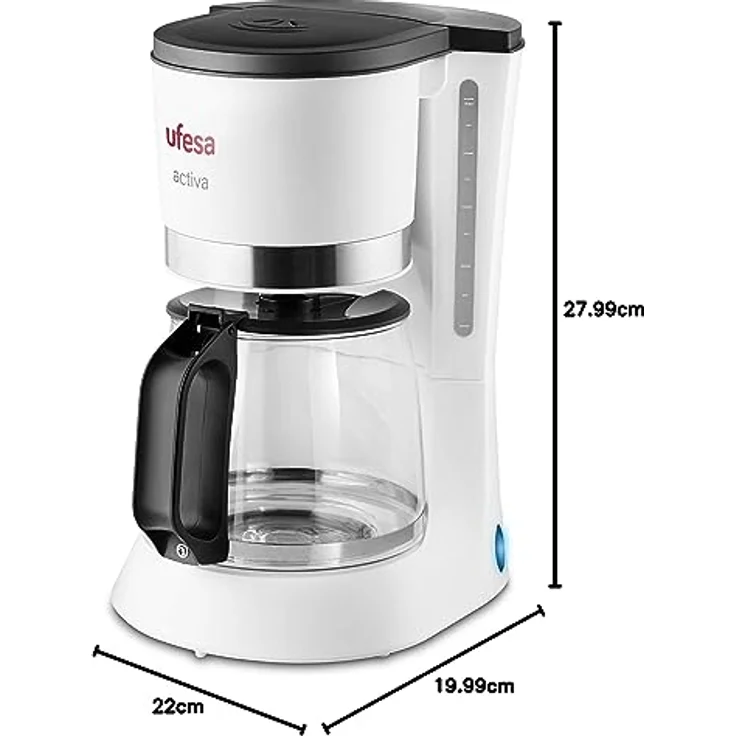Ufesa CG7113 CG7113-Filterkaffeemashione, mit Kapazität für 6 Tassen oder 0,6 l, Permanentfilter, automatische Abschaltung, Tropfventil, W, Warmhaltungsfunktion, 600, Kunststoff, Weiß-Schwarz – Bild 5