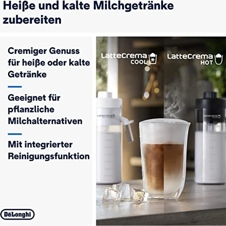 De'Longhi Eletta Explore Perfetto ECAM452.57.G Kaffeevollautomat mit LatteCrema Milchsystem, heiße und erfrischende Getränke auf Knopfdruck, 3,5 Zoll TFT Touchscreen Farbdisplay, Kaffeekanne inklusive – Bild 4