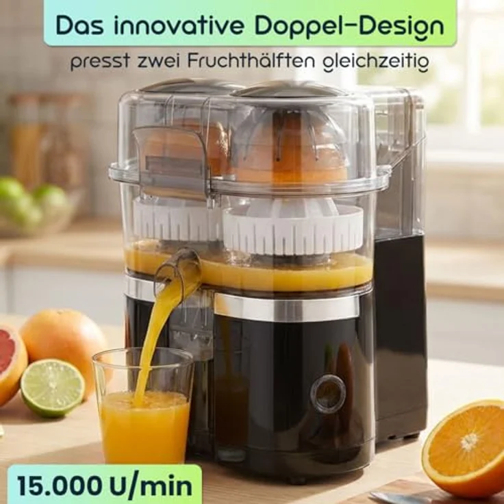 Casativo Kabelloser Akku Doppel-Entsafter, 120W, USB-C, 15.000 U/min, 68 Nutzungen pro Ladezyklus, Kompakt und Mobil – Bild 3