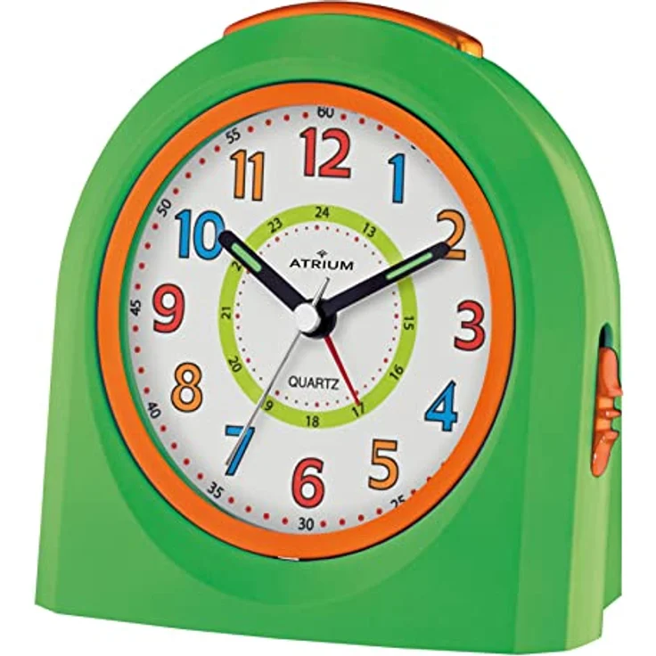 Atrium Kinder Wecker A921-3, Analog Quarz mit Snooze und LED-Nachtlicht, hellgrün-orange – Bild 1