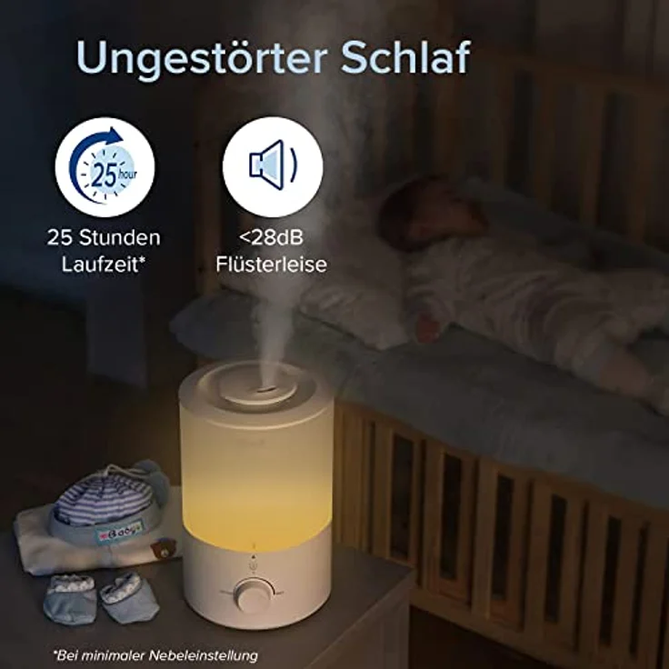 LEVOIT Top-Fill Luftbefeuchter 3L mit Nachtlicht, 360°Drehbare Düse, Spülmaschinenfest Humidifier, Leiser Raumluftbefeuchter, 25H BPA-Frei Aroma Diffuser für Schlafzimmer Kinderzimmer Pflanzen Baby – Bild 4