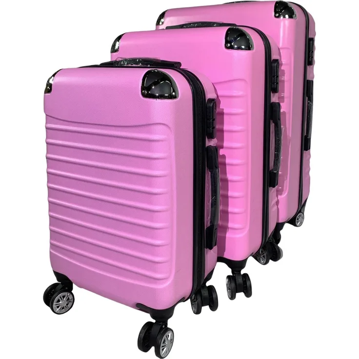 HTI-Living 3-teiliges Hartschalen-Kofferset Wave, stilvoll, robust, praktisch, Pink