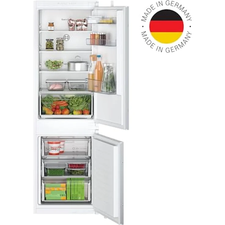 Bosch KIN86NSE0 Serie 2 Einbau-Kühl-Gefrier-Kombination, 177,5 x 56 cm Nische, 184 L Kühlen + 76 L Gefrieren, Eco Airflow; LED-Beleuchtung; Automatisches Super Gefrieren; Ablagen aus Sicherheitsglas – Bild 2