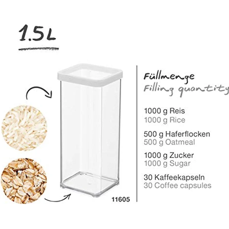 Rotho Loft Vorratsdose 1.5 l, Kunststoff, transparent-rot, quadratisch – Bild 4