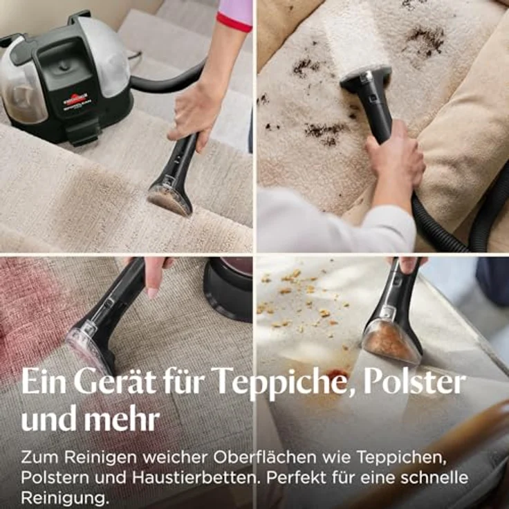Bissell SpotClean Mini, Tragbarer Polsterreiniger mit Kabel, 12.000 Pa Saugleistung, ideal für schnelle Reinigungen im Auto, Boot und Sofa, 41491 – Bild 3