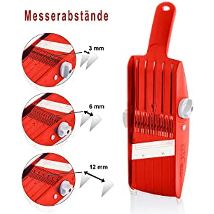 TNS 3000 GEMÜSEHOBEL Multireibe, Gurkenhobel, Julienne Schneider "ALL IN ONE" Das Original (ROT-Schwarz) – Bild 4