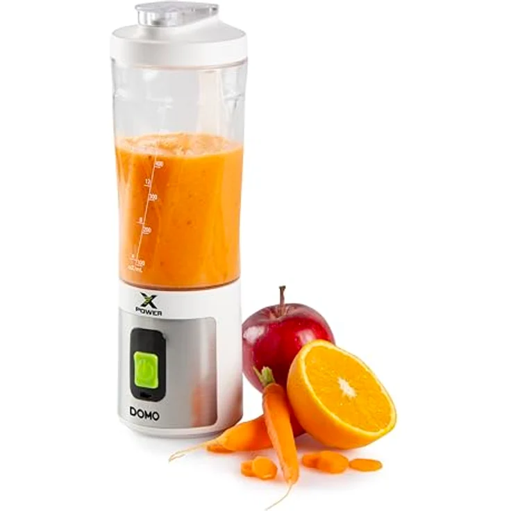 Domo XPOWER MIXER ZUM MITNEHMEN, 2-in-1 Standmixer mit 120 W, 600 ml BPA-freie Tritan-Flasche, USB-C-Ladekabel, LED-Akkuanzeige – Bild 2