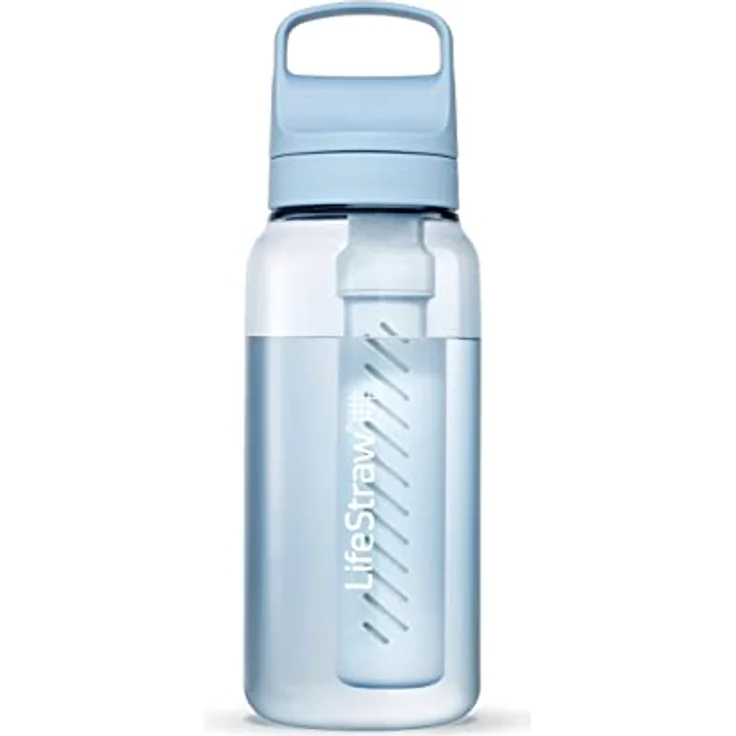 LifeStraw Go Serie - BPA-freie Trinkflasche mit Wasserfilter 1l für Reisen und den täglichen Gebrauch - entfernt Bakterien, Parasiten, Mikroplastik und verbessert den Geschmack, Icelandic Blue (blau) – Bild 1