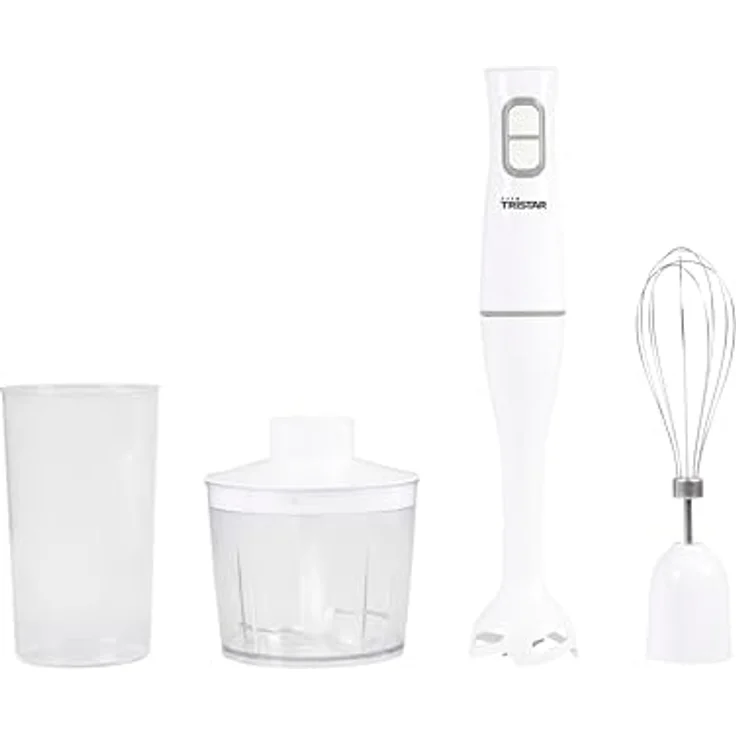 Tristar MX-4851 Stabmixer 350 W mit Zerkleinereraufsatz, Schneebesenaufsatz, Weiß – Bild 2