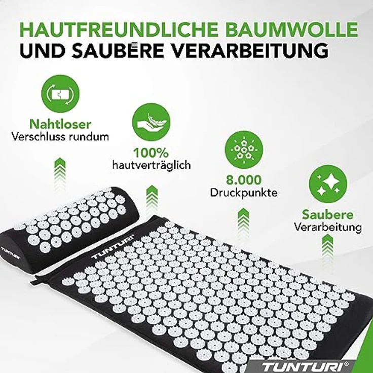 Tunturi Akupressurmatte mit Kissen, Massagegerät mit über 7.000 Druckpunkten zur Stressreduktion und Verbesserung der Blutzirkulation – Bild 5