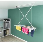 Foxydry Mini, Deckenmontierter Wäscheständer in Weiß, höhenverstellbar bis 1,80 m, platzsparend für Innen- und Außenbereiche, 10 kg Tragkraft