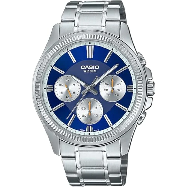 Casio Herrenuhr Multifunktion Stahl/Dunkelblau MTP-1375PD-2A1VEF, Edelstahlgehäuse und blauem Zifferblatt – Bild 1