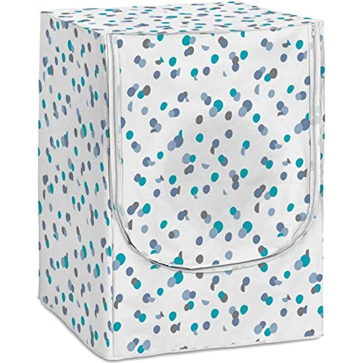Rayen Schutzhülle für Waschmaschine, Frontladung, Weiß mit Motiv Blaue Punkte und graue Konfetti, 84 x 60 x 60 cm – Bild 5
