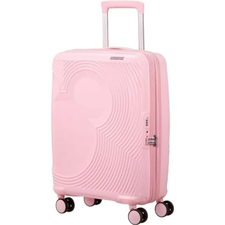 American Tourister Mickey Magic, Handgepäck Koffer 55 x 40 x 20/23 cm, Hartschalen Kabinentrolley für Ryanair & EasyJet, 37/44 L, Pastellrosa (Mickey Pastel Pink), mit Teleskopgriff und integriertem Schloss – Bild 3