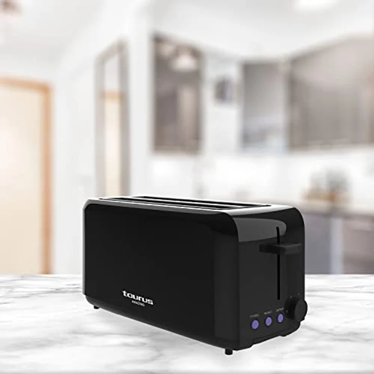 Taurus Amazing TO3000 - Brotröster 1450W, 2 extra lange und extra breite Schlitze, 6 Toaststufen, 3 Zusatzfunktionen, Selbstzentrierung, Krümelfach – Bild 3