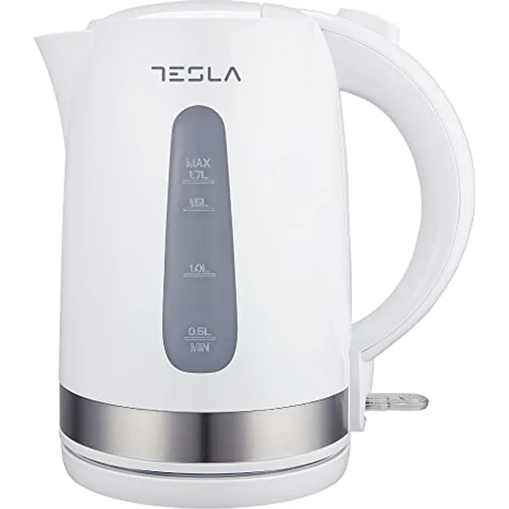 TESLA KT200WX Wasserkocher (1850–2200 W, Kunststoff-Inox, 1,7 l Fassungsvermögen, STRIX-Steuerung, Außenwasserstand, Ein-/Aus-Schalter, Schutz) (Weiß-Inox)