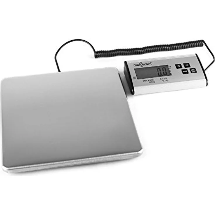 ONECONCEPT Küchenwaage Marketeer Digitale Paketwaage, 200kg Wiegebereich, Edelstahlplattform, TARE- und PCS-Funktion – Bild 1