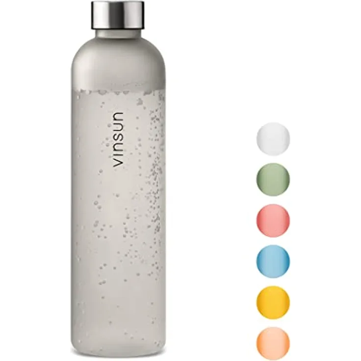 VINSUN Trinkflasche 650ml grau - wiederverwendbar, Kohlensäure geeignet, BPA frei, Tritan - Leichte Wasser Flasche für Sport, Outdoor, Schule, Uni, Fahrrad, Büro, Gym