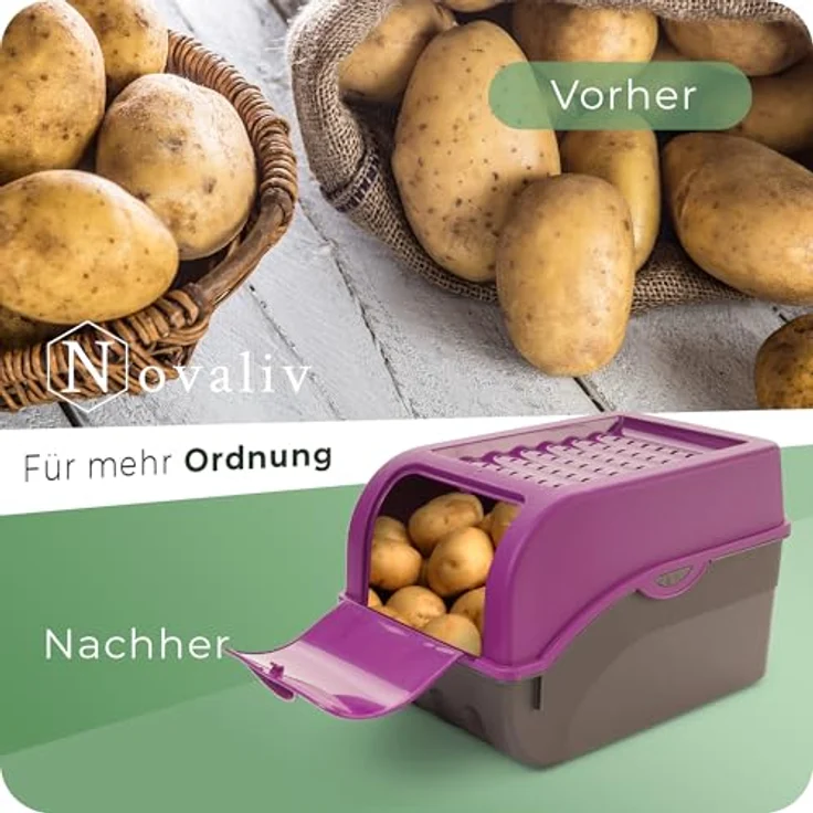 Novaliv Gemüseboxen Kartoffelboxen Vorratsbehälter 3,5l bis 9l (Lila, 1x Set 3,5l+5l+9l) - Platzsparend stapelbare Vorratsdosen mit großer Öffnung und idealer Luftzirkulation – Bild 7