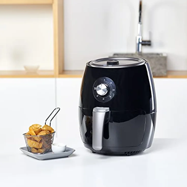 Black + Decker BXAF2500E Heißluftfritteuse, ohne Öl, Standgerät, 1500 Watt, 2,5 Liter, Temperaturbereich bis 200 °C, Timer, schwarz – Bild 10
