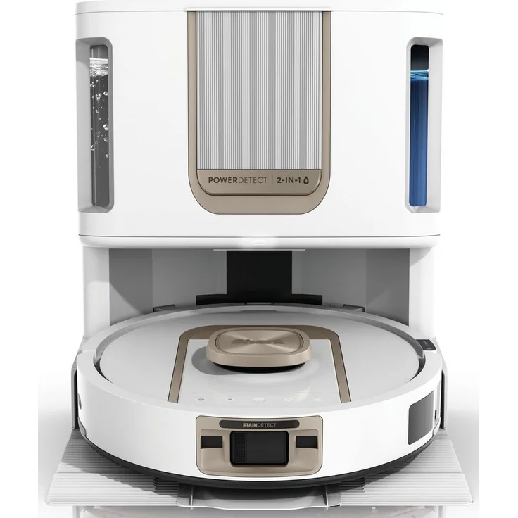 Shark ThermaCharged PowerDetect RV2900XEEUWH, beutelloser Saugroboter mit beheizter Basisstation und 650 W, weiß