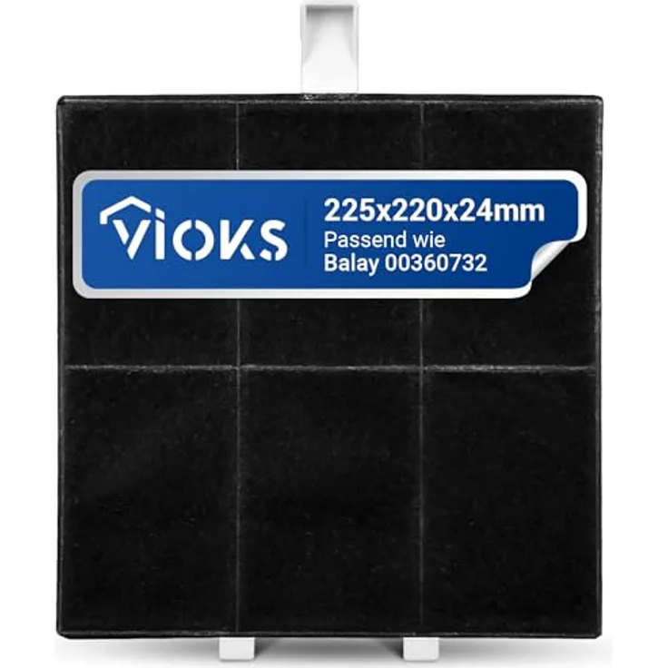 VIOKS Kohlefilter Dunstabzugshaube 225x220x24mm, Ersatzfilter für Balay & Aktivkohlefilter für Dunstabzugshauben