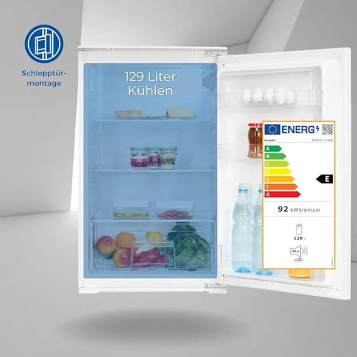 Exquisit Einbau Vollraumkühlschrank EKS5131-V-040E | Nutzinhalt: 129 L | Schlepptürmontage | 88cm Höhe | Ohne Gefrierfach – Bild 2