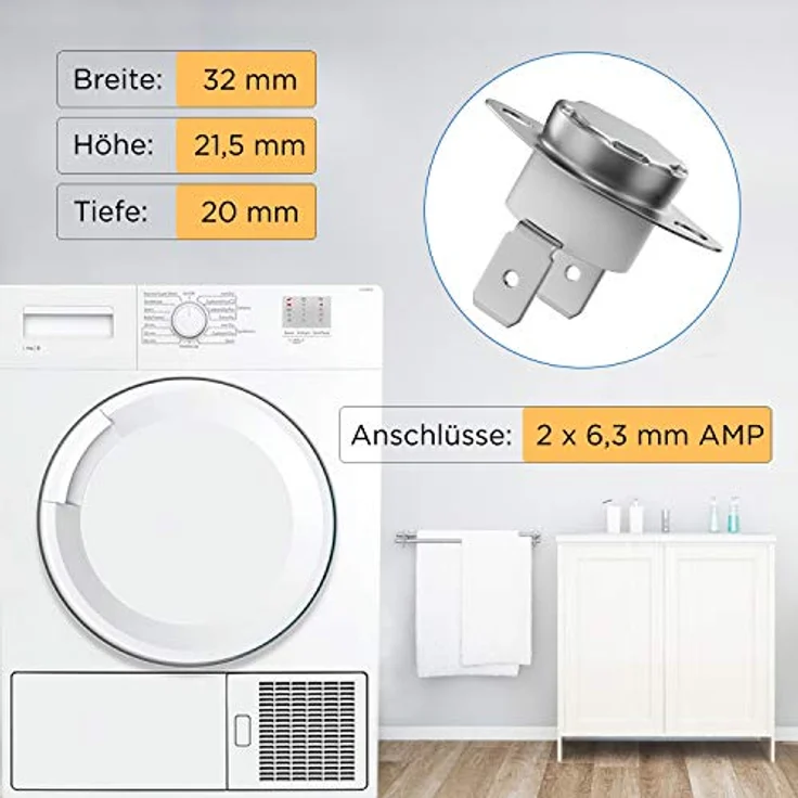 VIOKS Thermostat Temperaturbegrenzer Klixon Ersatz für 5432530 5432531, Sicherheitsthermostat 160°C für Wärmepumpentrockner und Ablufttrockner, hochwertige Materialien, leicht installierbar – Bild 4