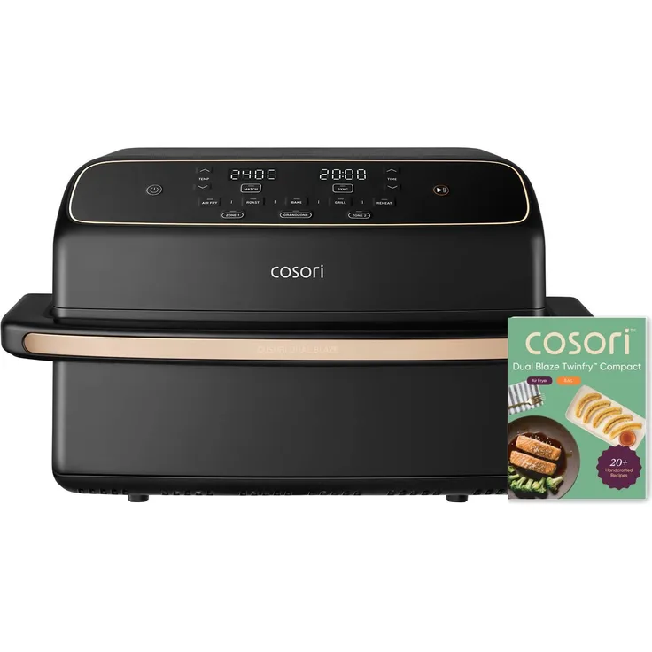 COSORI Dual Blaze TwinFry Compact Heißluftfritteuse, 8,6 L, 2700 W, PFAS-freie Keramikbeschichtung, Dual Zone, SYNC & MATCH, CAF-TF801-CEUR