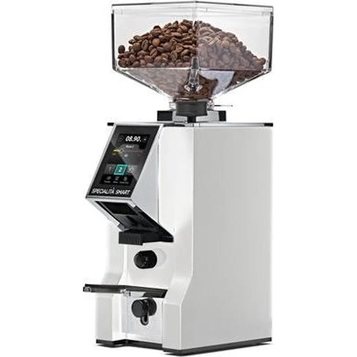Eureka Mignon SPECIALITA Smart, digitale Kaffeemühle mit Touchdisplay und SMART-Technologie, 220-240V/50Hz, weiss/silber