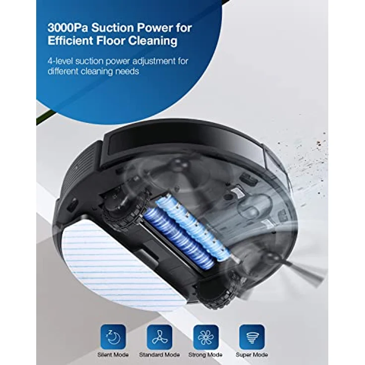 ECOVACS DEEBOT T9 AIVI Saugroboter mit Wischfunktion (3000Pa AIVI Menschen-/Hindernisvermeidung, Verwicklungsfreie AeroForce® Multi-Surface Gummi-Doppelbürste, OZMO Pro) -【Testsieger - Sehr Gut (1,5)】 – Bild 4