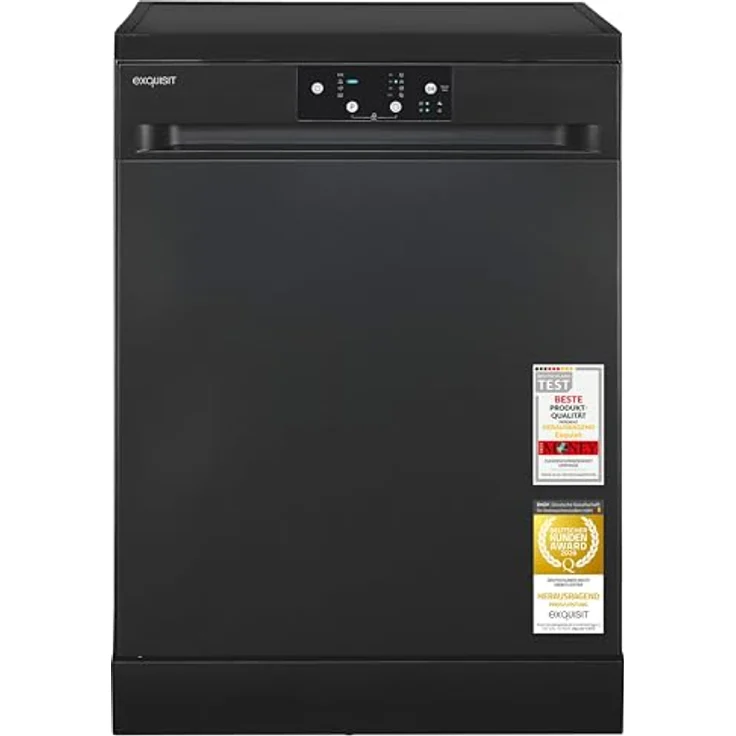 Exquisit GSP59114-451D, Geschirrspüler mit 14 Maßgedecken, 4 Programmen, Energieklasse D, 49 dB, schwarz – Bild 1