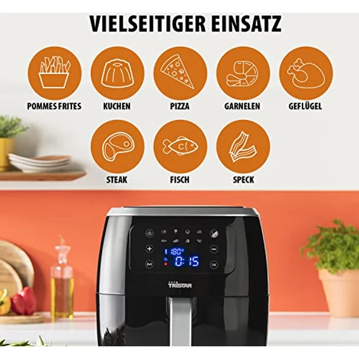 Smartwares Digitale Crispy Fryer Heißluftfritteuse XXL, ohne Fett, 1800 Watt, 6 Liter Fassungsvermögen, schwarz, Kunststoff – Bild 4