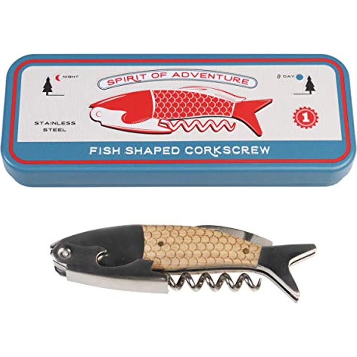 Fisch förmiger Korkenzieher/Kellnermesser/Flaschenöffner im Retro Stil – Bild 1