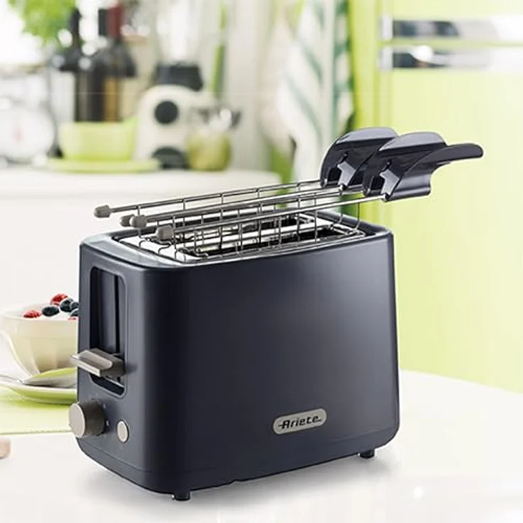 Ariete Toaster 750W 7 Liv Zangen Edelstahl - Schwarz, Dunkelblau - 7 fein abgestimmte Röststufen und breite Röstschlitze – Bild 4