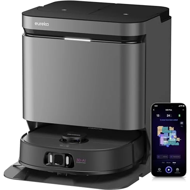 EUREKA J15 Pro Ultra Roboterstaubsauger Bodenreiniger, leistungsstarker 16200 Pa, warmes Wasser bei 75 ℃, KI Kartierung, Selbstreinigung - Weiß – Bild 1