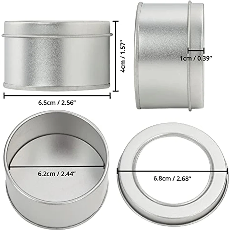 Kurtzy 10Stk Blechdose mit Deckel Rund Silber, Kleine Metallbox 6,5x4cm, Korrosionsfrei mit Sichtfenster und Druckverschluss – Bild 2
