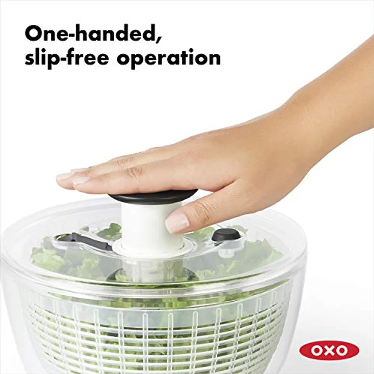 OXO Good Grips Salat- und Kräuterschleuder, transparent, 20cm x 20cm x 17cm – Bild 2